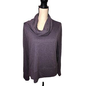 Yogalicious Womens Purple Cowl Neck Pullover Sweater Size L Relaxed Sweatshirt